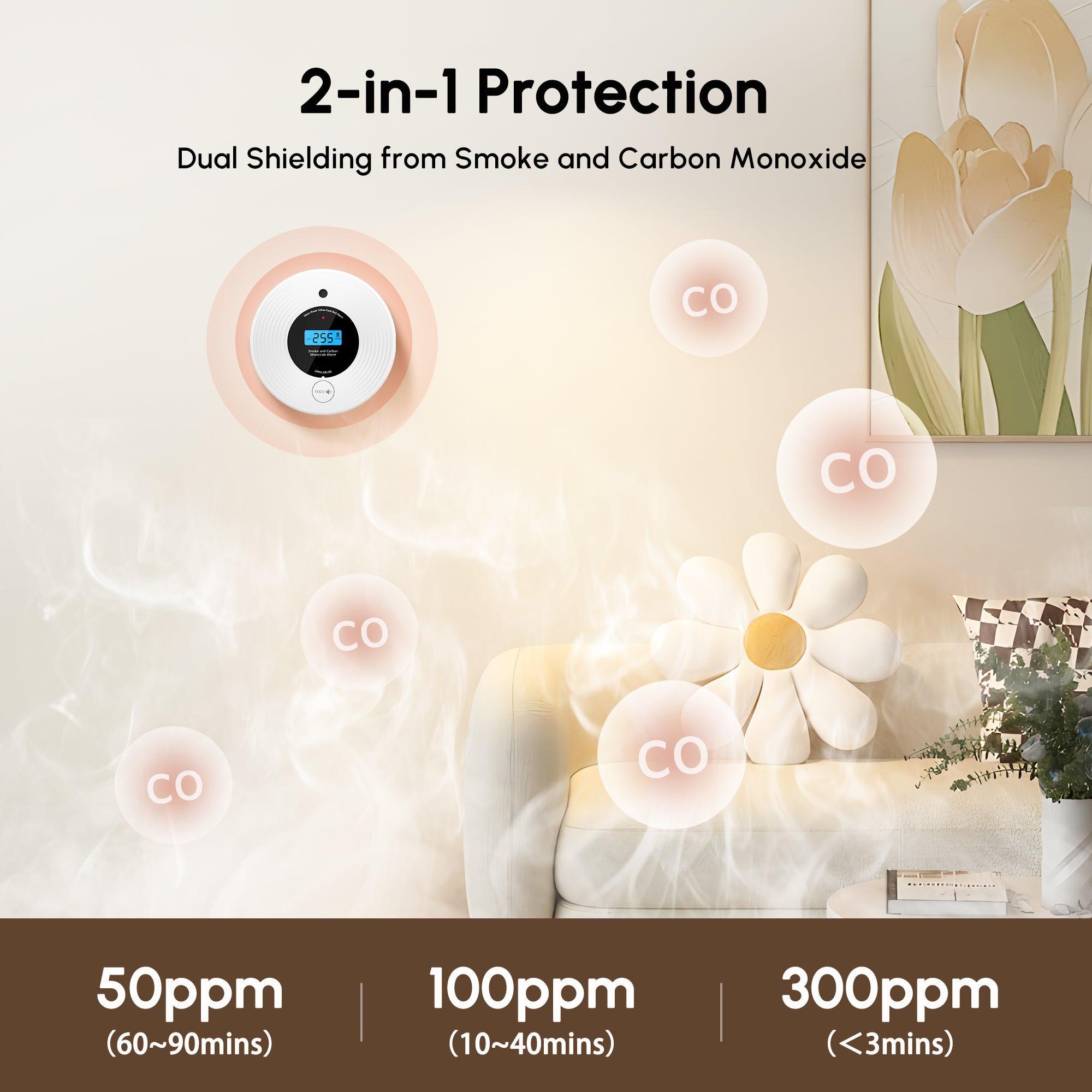 VCS52 10-Year Sealed Battery Combination Smoke and Carbon Monoxide Detector